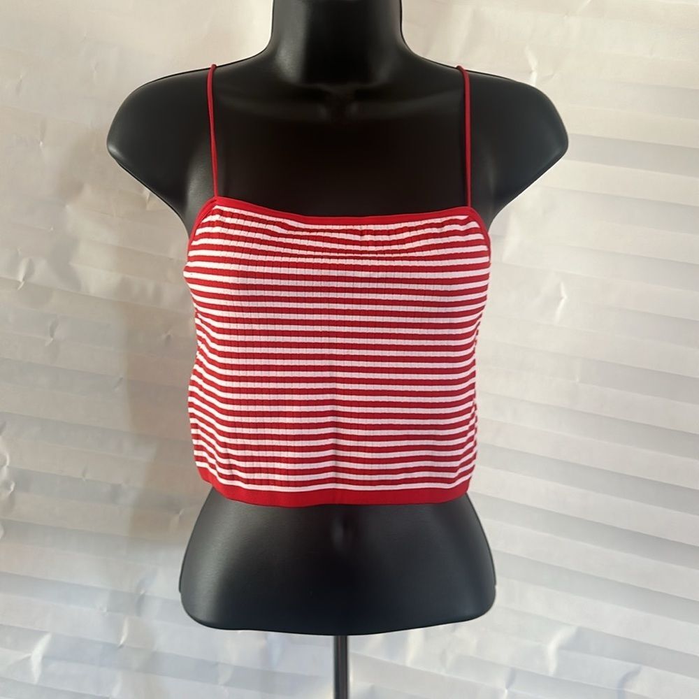 Red/white Stripe Women's/Juniors Tank Top Spaghetti Strap Size M/L